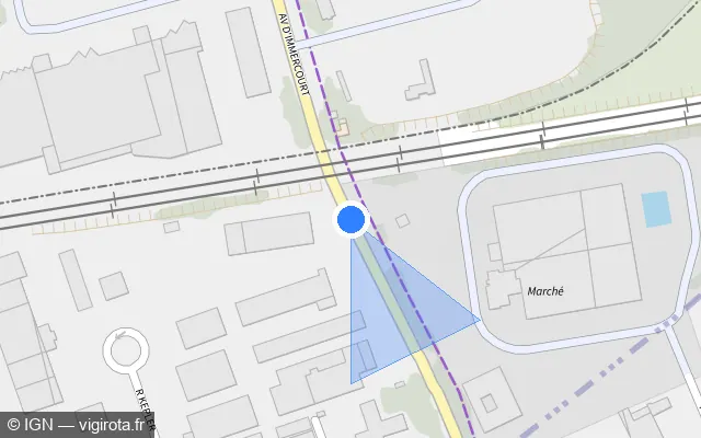 Vue plan de l'emplacement du radar de passage à niveau à Saint-Laurent-Blangy sur Avenue d'Immercourt / D 60