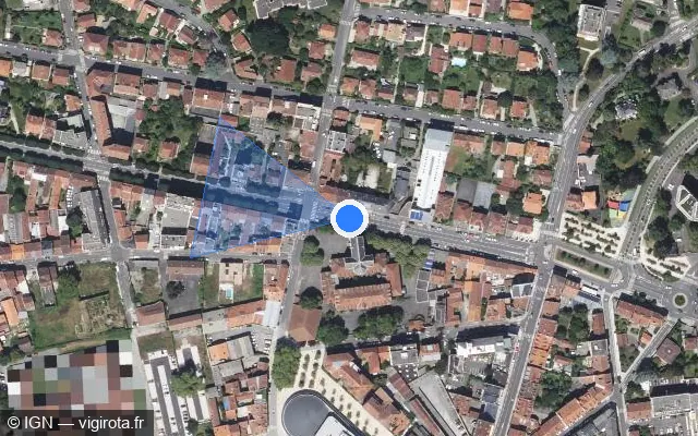 Vue satellite de l'emplacement du radar de feu rouge à Billère sur Boulevard d'Alsace Lorraine