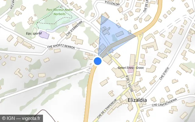Vue plan de l'emplacement du radar de feu rouge à Guéthary sur Avenue Getaria / D 810