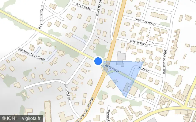 Vue plan de l'emplacement du radar de feu rouge à Orthez sur Avenue Henri IV / D 415