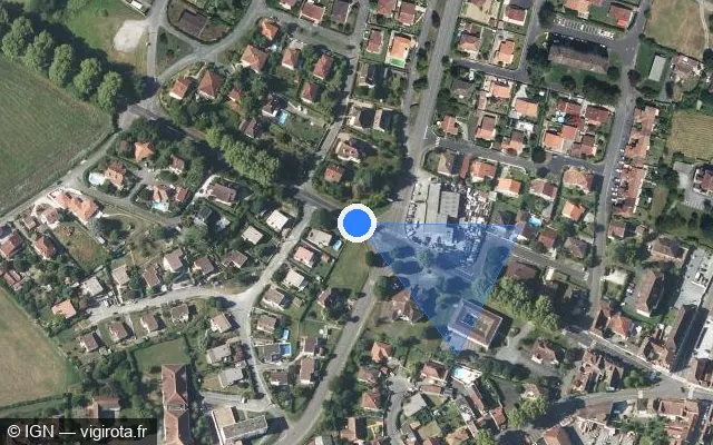 Vue satellite de l'emplacement du radar de feu rouge à Orthez sur Avenue Henri IV / D 415