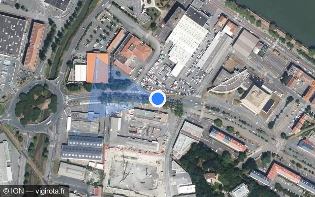 Vue satellite de l'emplacement du radar de feu rouge à Anglet sur Boulevard du BAB