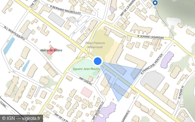 Vue plan de l'emplacement du radar de feu rouge à Billère sur Route de Bayonne