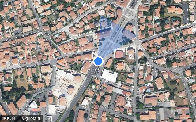 Vue satellite de l'emplacement du radar de feu rouge à Anglet sur Boulevard du BAB