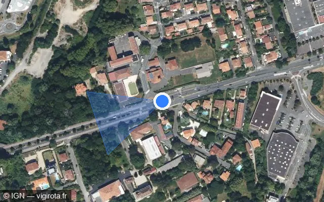 Vue satellite de l'emplacement du radar de feu rouge à Anglet sur Avenue Maréchal Soult / D 810
