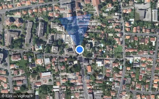 Vue satellite de l'emplacement du radar de feu rouge à Billère sur Avenue Jean Mermoz