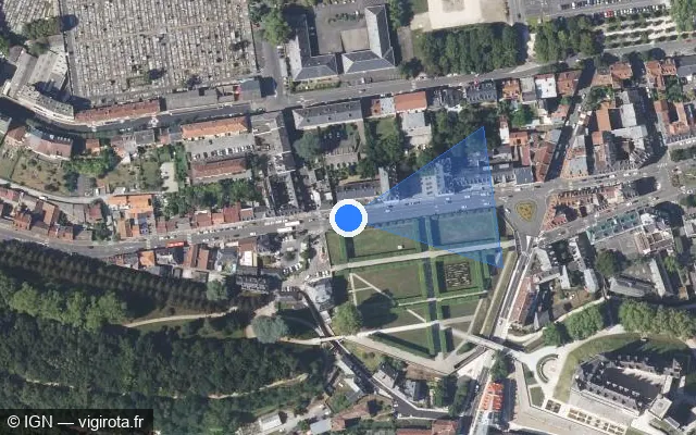 Vue satellite de l'emplacement du radar de feu rouge à Billère sur Rue d'Étigny