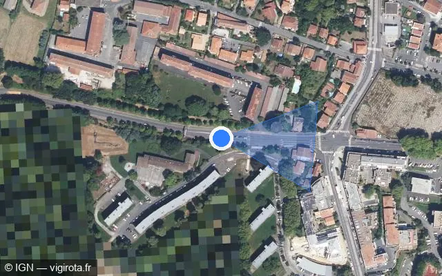 Vue satellite de l'emplacement du radar de feu rouge à Bayonne sur Avenue Henri Grenet