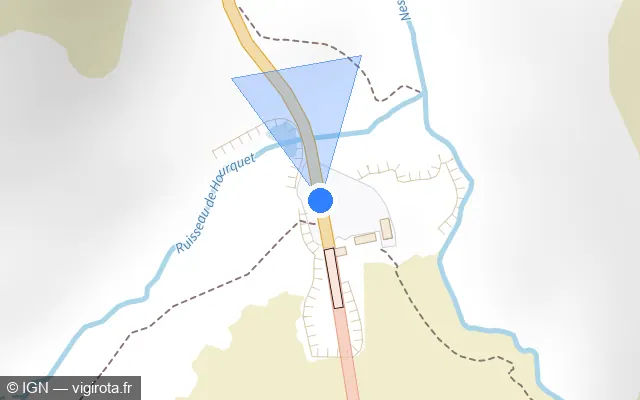 Vue plan de l'emplacement du radar de feu rouge à Aragnouet sur Route d'Espagne / D 173
