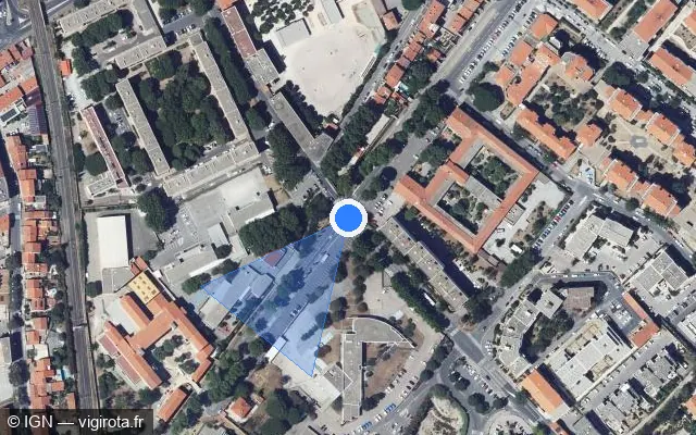 Vue satellite de l'emplacement du radar de feu rouge à Perpignan sur Avenue Victor Dalbiez