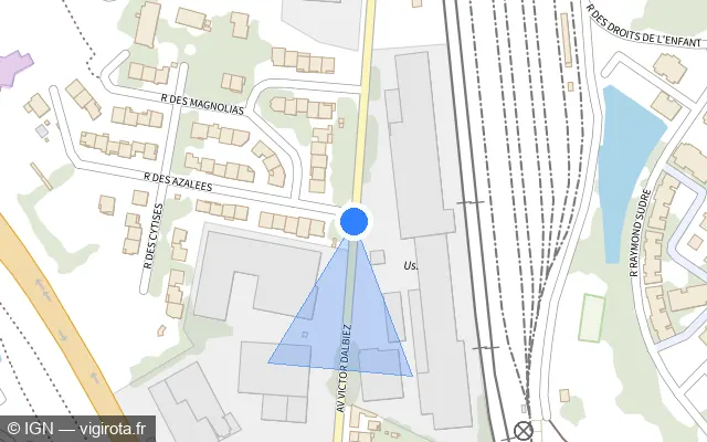 Vue plan de l'emplacement du radar de feu rouge à Perpignan sur Avenue Victor Dalbiez