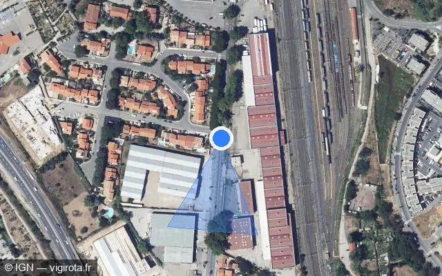 Vue satellite de l'emplacement du radar de feu rouge à Perpignan sur Avenue Victor Dalbiez