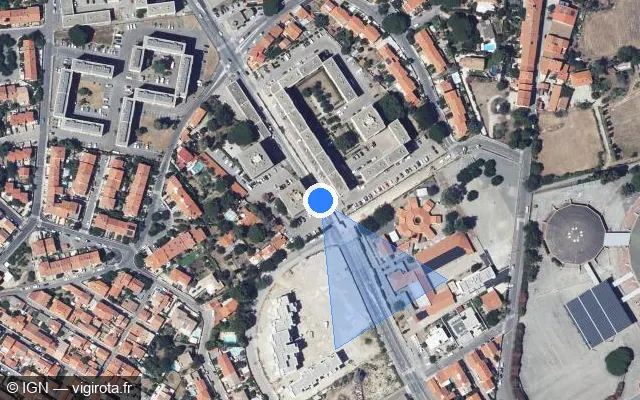Vue satellite de l'emplacement du radar de feu rouge à Perpignan sur Avenue Émile Roudayre