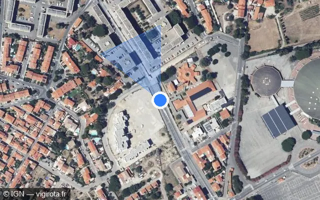 Vue satellite de l'emplacement du radar de feu rouge à Perpignan sur Avenue Émile Roudayre