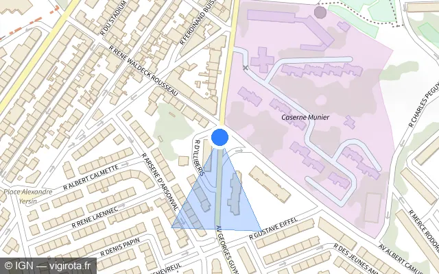 Vue plan de l'emplacement du radar de feu rouge à Perpignan sur Avenue Georges Guynemer