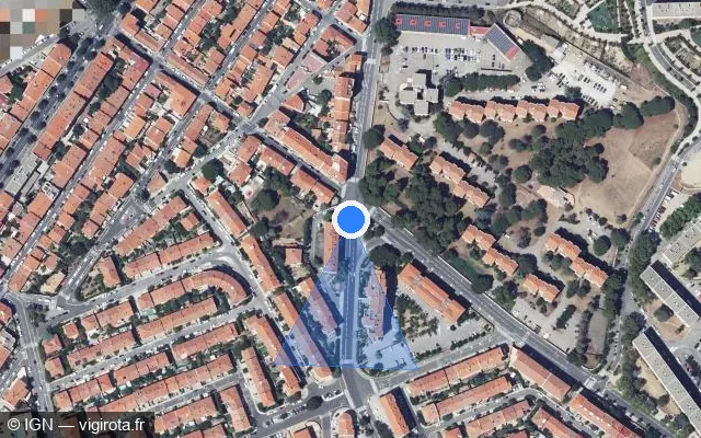 Vue satellite de l'emplacement du radar de feu rouge à Perpignan sur Avenue Georges Guynemer