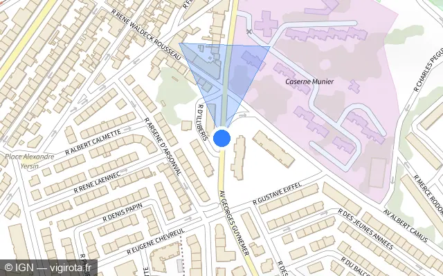 Vue plan de l'emplacement du radar de feu rouge à Perpignan sur Avenue Georges Guynemer
