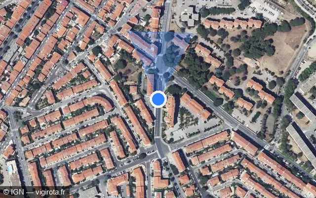 Vue satellite de l'emplacement du radar de feu rouge à Perpignan sur Avenue Georges Guynemer