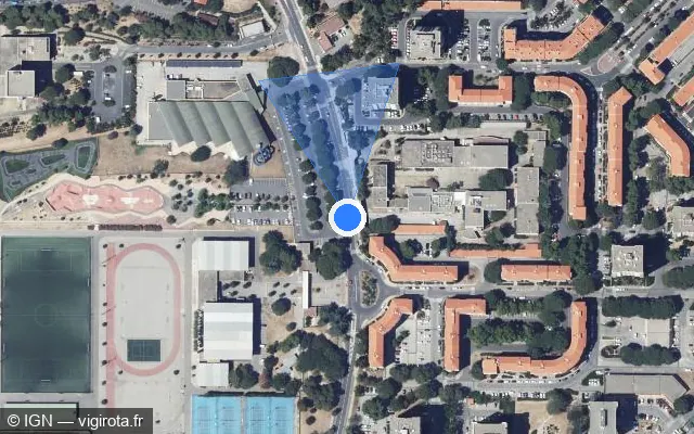 Vue satellite de l'emplacement du radar de feu rouge à Perpignan sur Avenue Paul Alduy