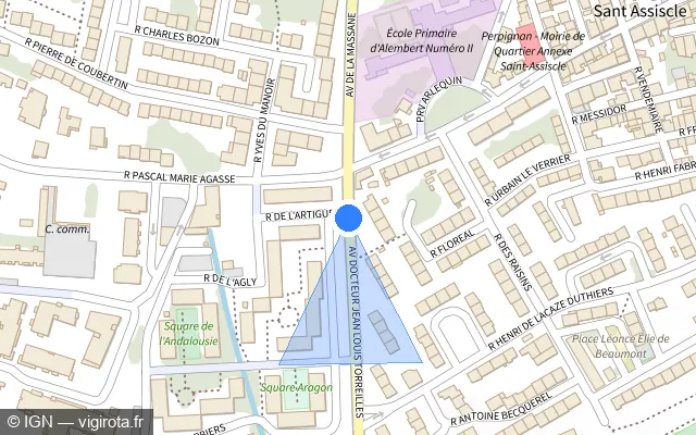Vue plan de l'emplacement du radar de feu rouge à Perpignan sur Avenue Docteur Jean-Louis Torreilles