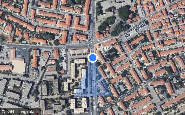 Vue satellite de l'emplacement du radar de feu rouge à Perpignan sur Avenue Docteur Jean-Louis Torreilles