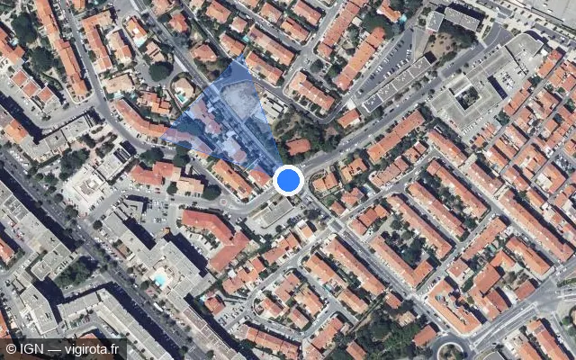 Vue satellite de l'emplacement du radar de feu rouge à Perpignan sur Avenue Georges Guynemer