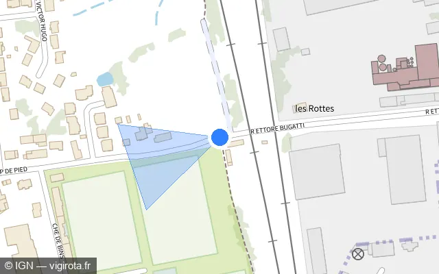 Vue plan de l'emplacement du radar de passage à niveau à La Chapelle-Saint-Aubin sur Rue de Coup de Pied