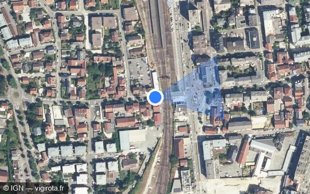 Vue satellite de l'emplacement du radar de passage à niveau à Aix-les-Bains sur Avenue de Tresserve