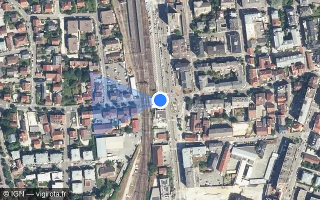 Vue satellite de l'emplacement du radar de passage à niveau à Aix-les-Bains sur Avenue de Tresserve