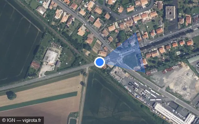 Vue satellite de l'emplacement du radar de feu rouge à Bessines sur Avenue de Sevreau / D 9