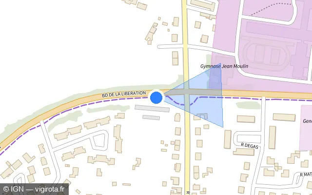 Vue plan de l'emplacement du radar de feu rouge à Sainte-Verge sur Boulevard du Général de Gaulle / D 938E