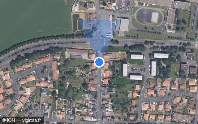 Vue satellite de l'emplacement du radar de feu rouge à Sainte-Verge sur Rue Ernest Perochon