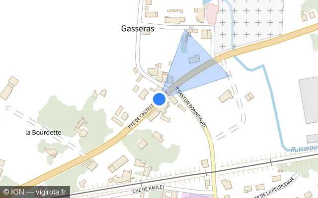 Vue plan de l'emplacement du radar de feu rouge à Montauban sur Route de Castelsarrasin / D 958