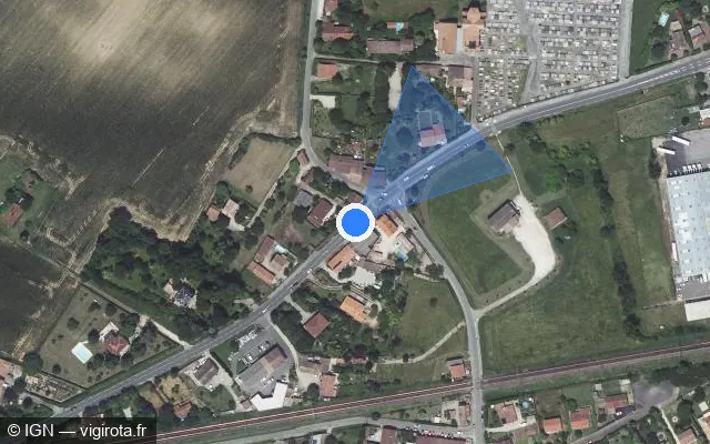 Vue satellite de l'emplacement du radar de feu rouge à Montauban sur Route de Castelsarrasin / D 958