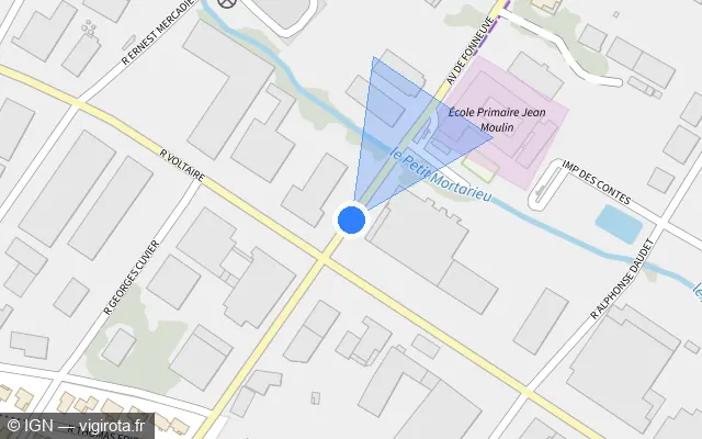 Vue plan de l'emplacement du radar de feu rouge à Montauban sur Avenue de Fonneuve
