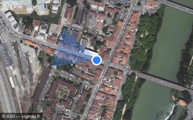Vue satellite de l'emplacement du radar de feu rouge à Montauban sur Avenue Chamier