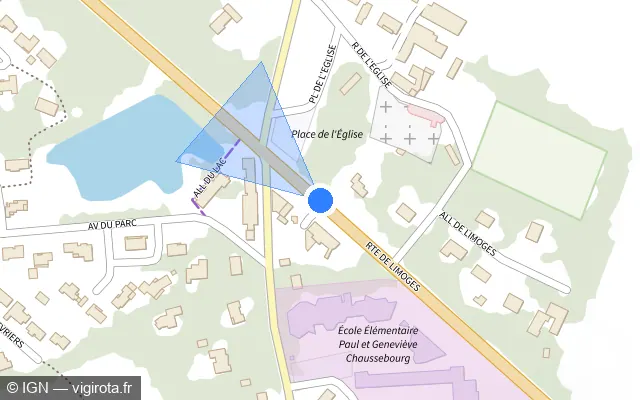 Vue plan de l'emplacement du radar de feu rouge à Mignaloux-Beauvoir sur Route de Limoges / N 147 / E 62