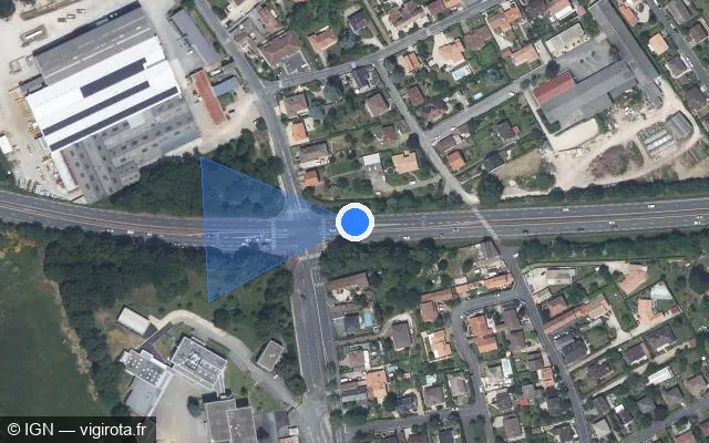 Vue satellite de l'emplacement du radar de feu rouge à Croutelle sur Rocade Ouest / D 162