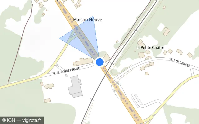 Vue plan de l'emplacement du radar de passage à niveau à Saint-Jouvent sur N 147