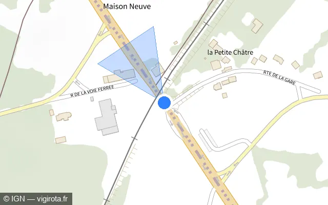 Vue plan de l'emplacement du radar de passage à niveau à Saint-Jouvent sur N 147