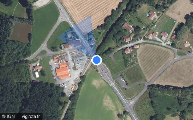 Vue satellite de l'emplacement du radar de passage à niveau à Saint-Jouvent sur N 147