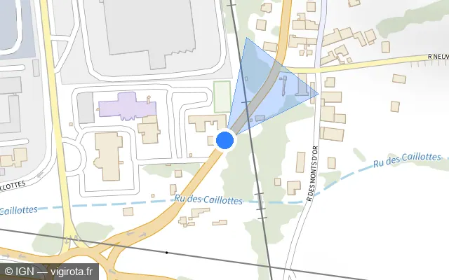 Vue plan de l'emplacement du radar de passage à niveau à Monéteau sur Rue Robert Rimbert / N 77
