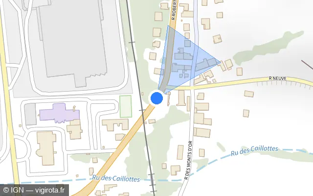 Vue plan de l'emplacement du radar de passage à niveau à Monéteau sur Rue Robert Rimbert / N 77