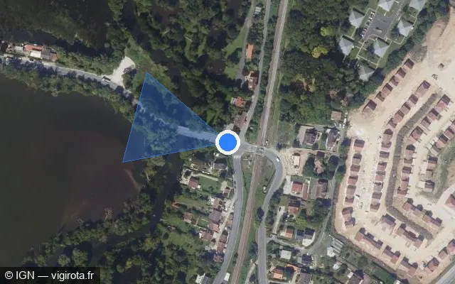 Vue satellite de l'emplacement du radar de passage à niveau à Vert-le-Petit sur Rue des Fours à Chaux / D 17