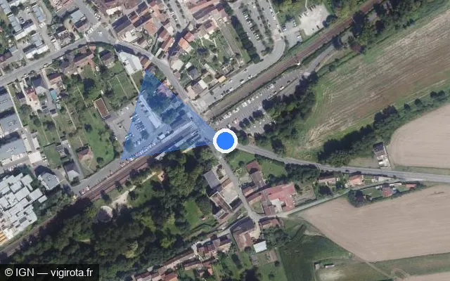 Vue satellite de l'emplacement du radar de passage à niveau à Breuillet sur Route de Boissy / D 19